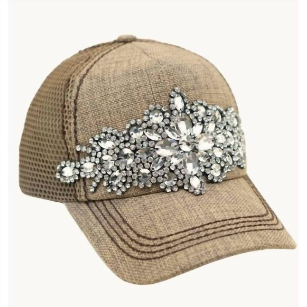 NEW OLIVE & PIQUE diamond bling trucker cap in brown